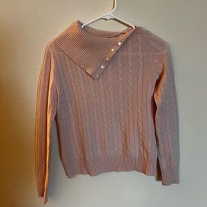 Cable Knit Pink Cashmere Sweater